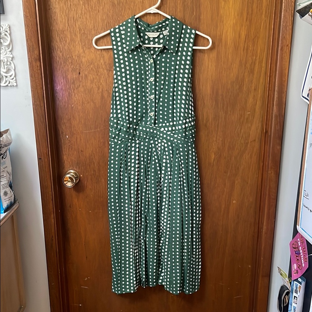 Anthropologie Tylho Green Polka Dot Dress
